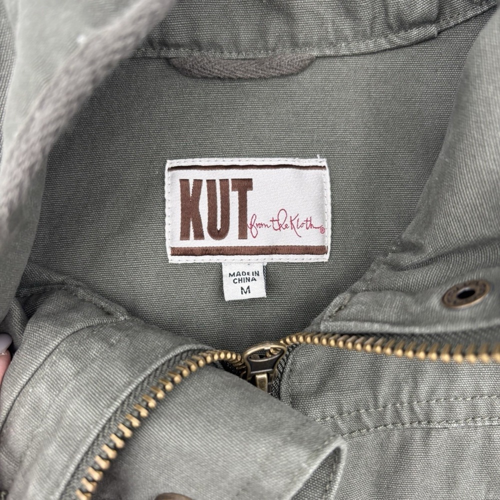 KUT from the Kloth Women's Medium Olive Green Military Field Jacket 100% Cotton - Picture 5 of 16